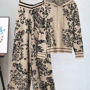 Khaki Boho Women's Printed Sweater Set